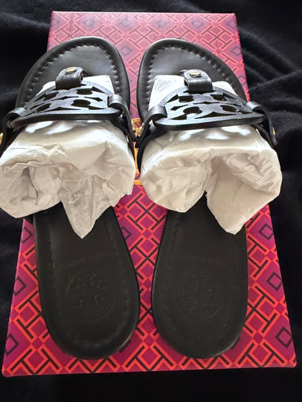 Tory Burch Black Miller Leather Sandals - Picture 4 of 6